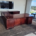 Mahogany Executive U Suite Desk w/ Lateral File & Drawer Storage